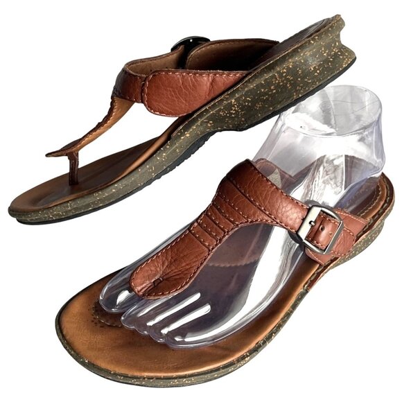 Simple Planet Walkers Shoes - Women's Brown Leather T-Strap Sandals
